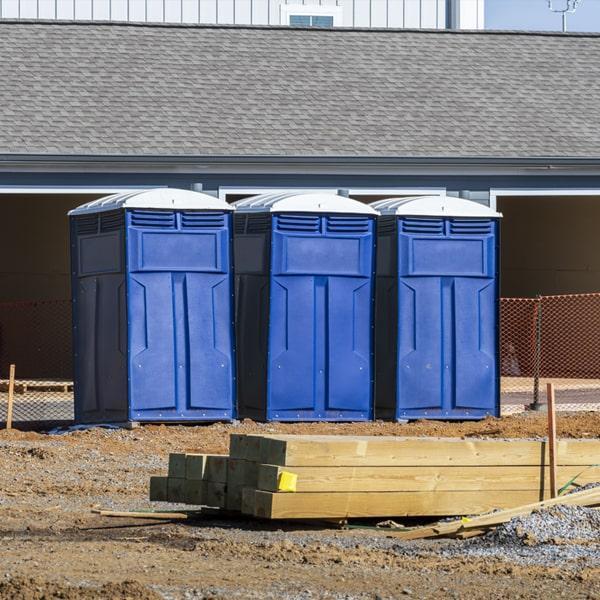 our portable toilets for work sites include features such as non-slip flooring, secure locking systems, and ventilation to ensure safety and comfort for workers